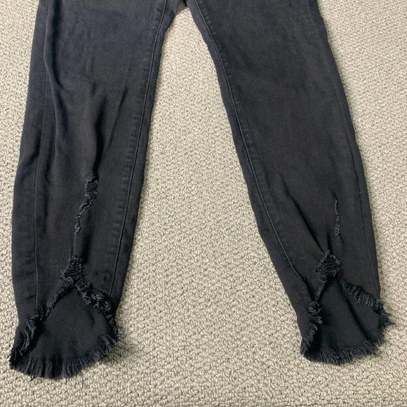 KanCan Womens Jeans Size 9/28 Black Denim Brielle High Rise Ankle Skinny Frayed - Picture 4 of 16